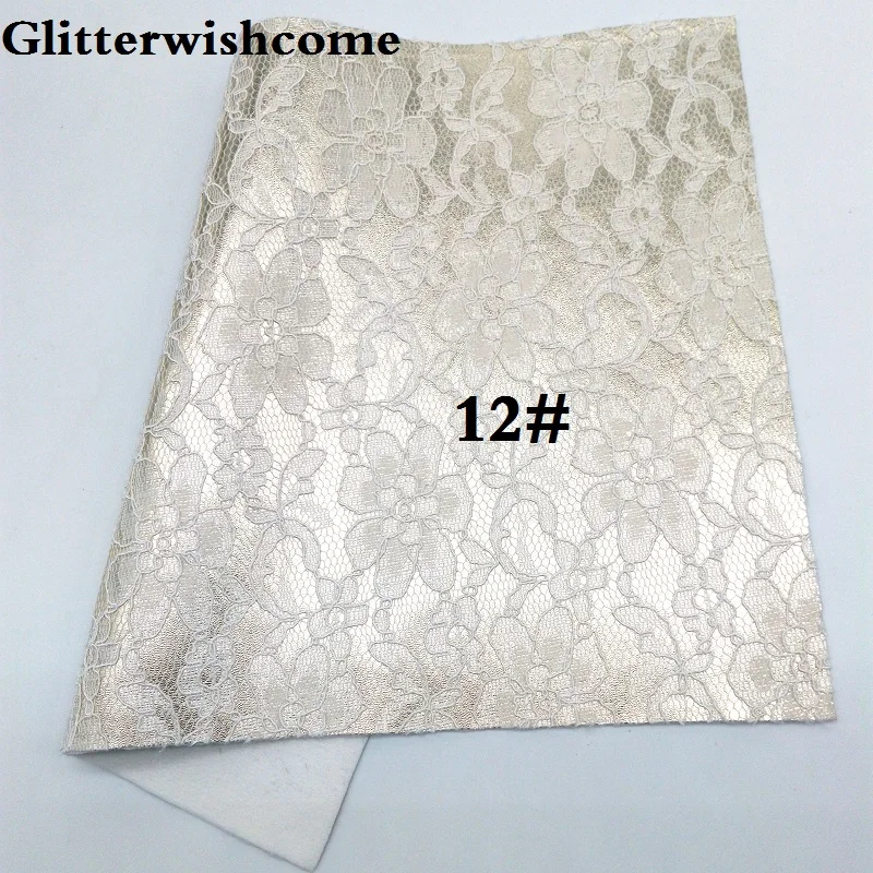 Glitterwishcome 21X29 см A4 размер винил для бантов металлик Синтетическая кожа со стеганым кружевом искусственная кожа листы для бантов, GM093A - Цвет: 12