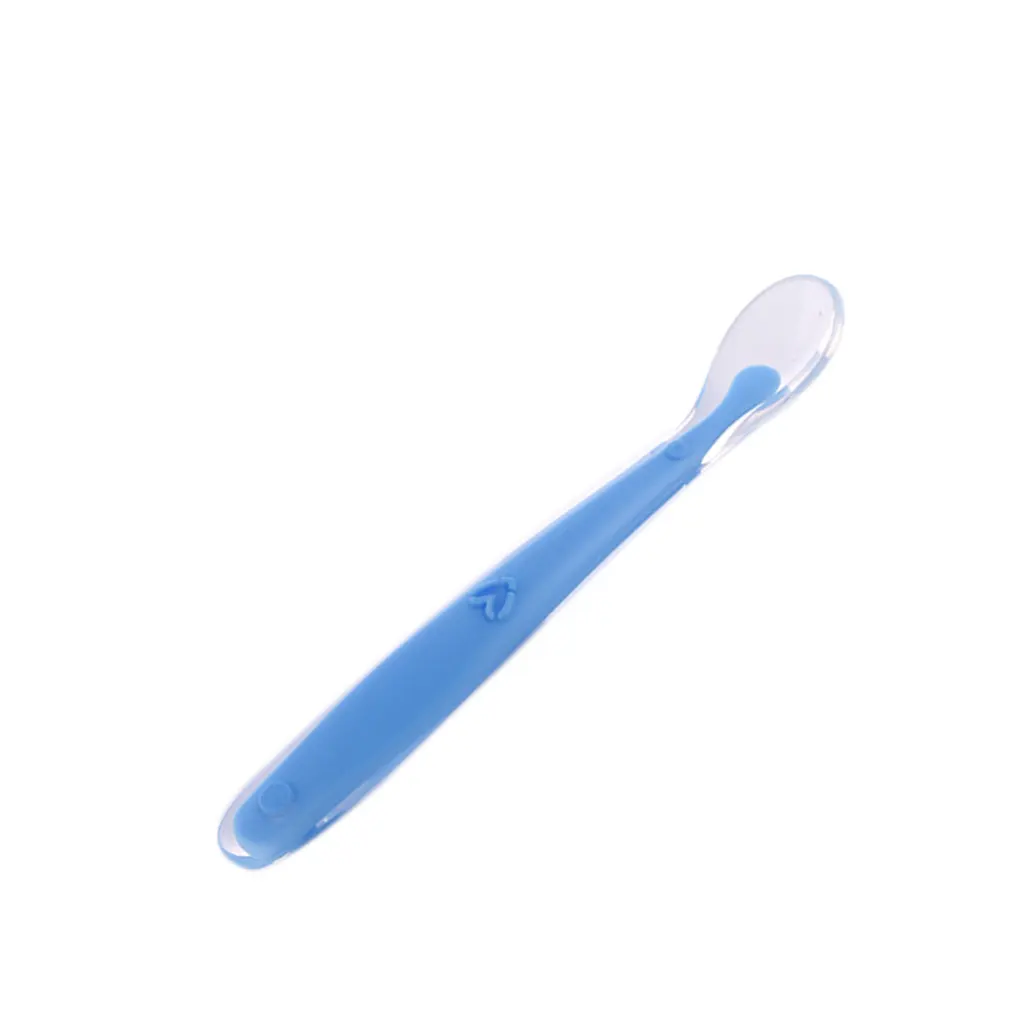 Детская Мягкая силиконовая ложка конфетного цвета с датчиком температуры