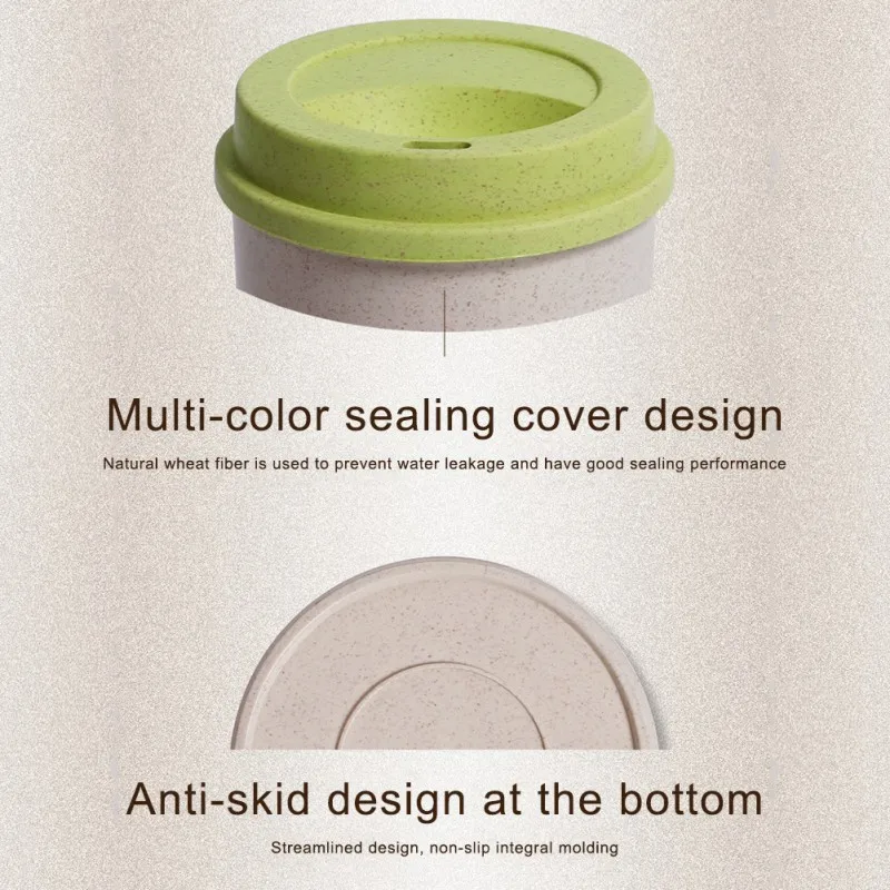 

Double-wall Insulation Eco-friendly Wheat Fiber Straw Coffee Cup Travel Coffee Mug Leakproof Gift Mugs