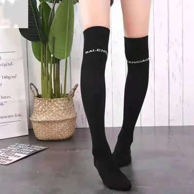 White bluered stripe Модные носки, повседневные Хлопковые гольфы выше колена, акриловые высокие носки для девочек и женщин, женские гольфы - Цвет: White bluered stripe