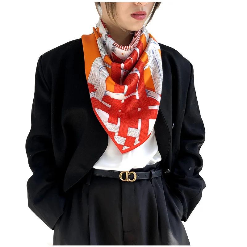 

Fashion 100% Real Silk Scarf 2021 Brand Scarves Women Female Square Shawl High Quality Hijab Pashmina Foulard Poncho Bandana