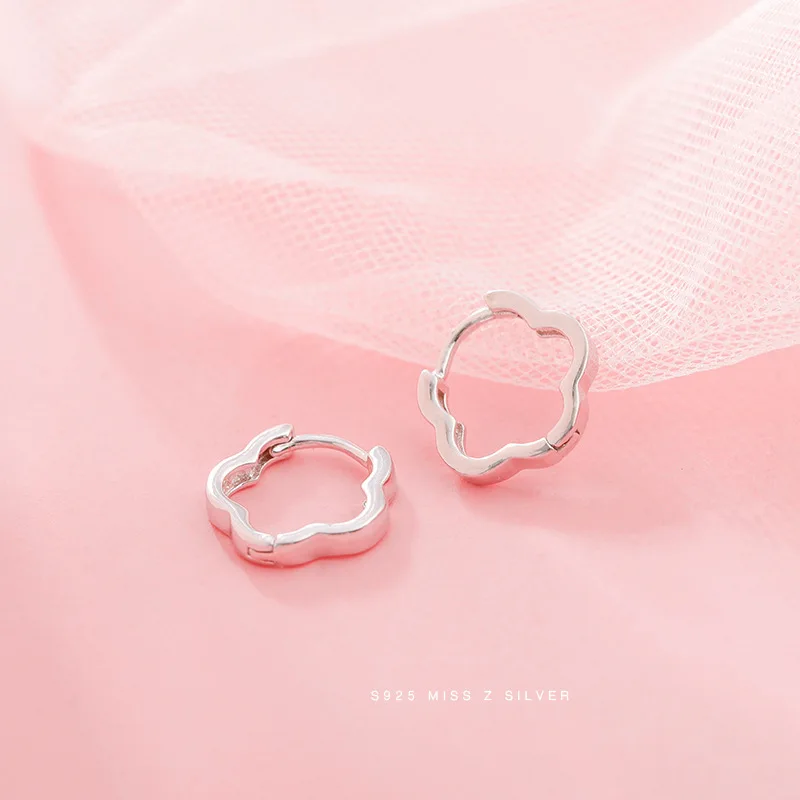 Женские серьги гвоздики из серебра 925 пробы с цветком сливы|Серьги-гвоздики| |