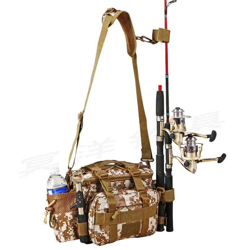 

Multifunctional fishing lure bag Waist Bag Messenger Bag fishing backpack inserting fishing rod bag road sub equipment bag