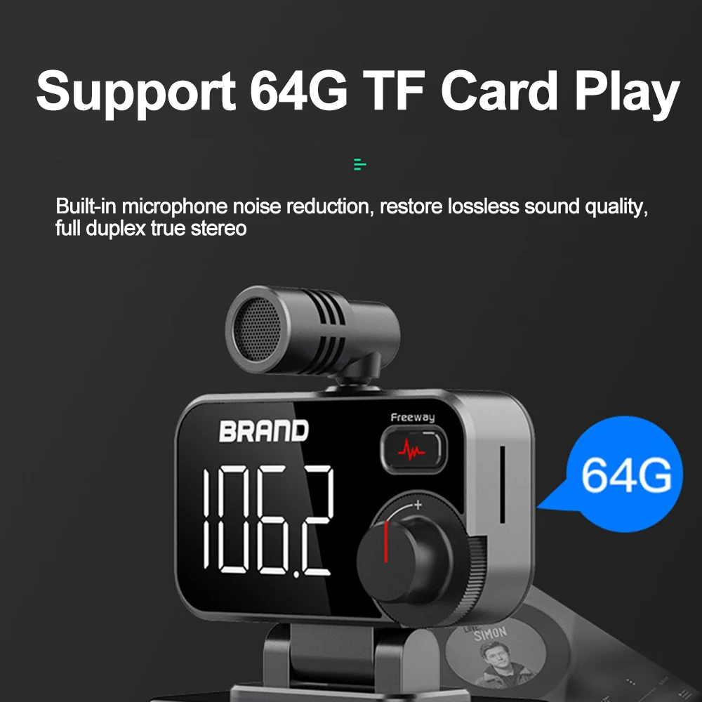 Автомобильный MP3-плеер Bluetooth 5 0 FM-передатчик поддержка TF-карт воспроизведение