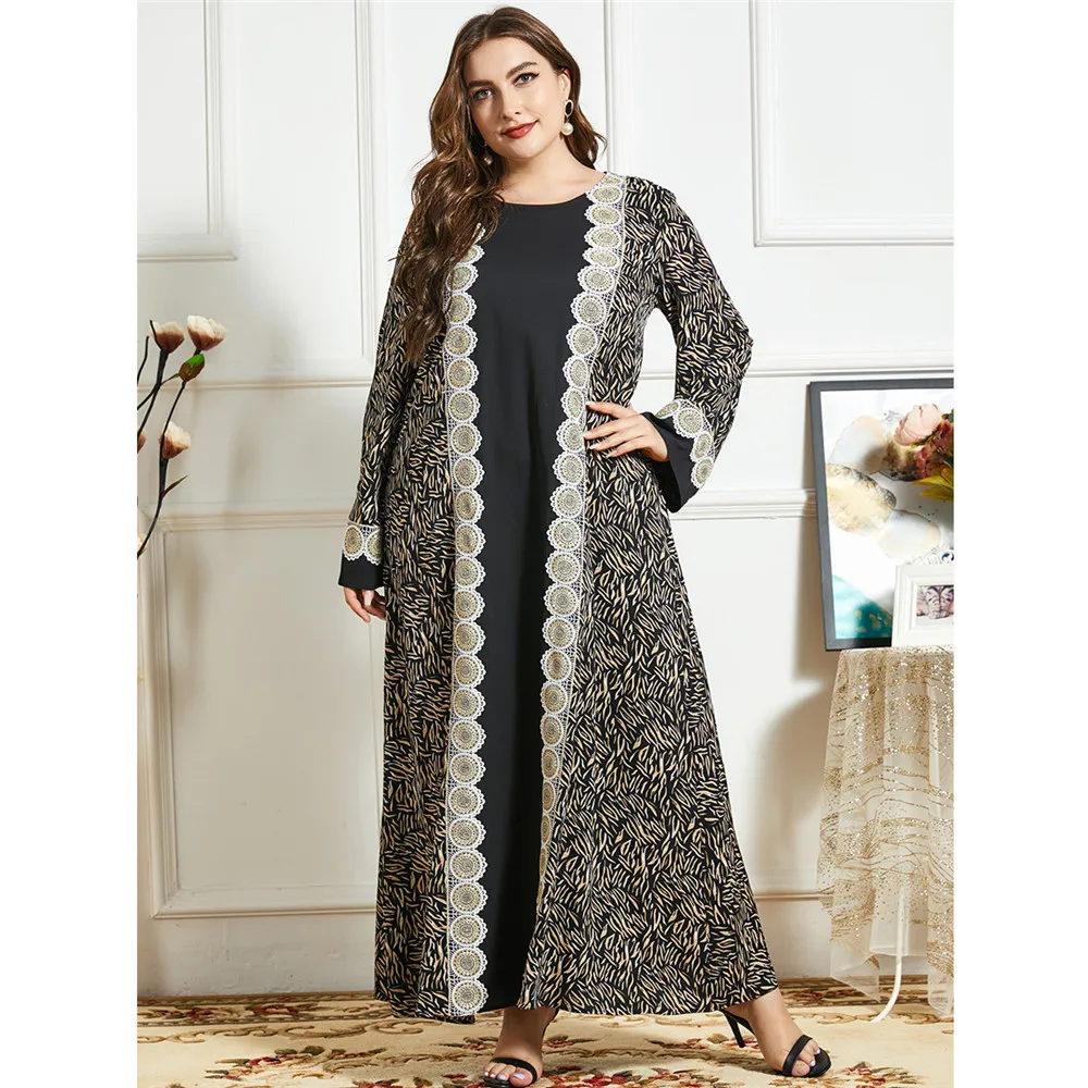 

Abaya Printed Long Dress Muslim Women Arab Maxi Robe Gown Ethnic Vintage Vestido Kaftan Dubai Turkish Plus Size Loose Fashion
