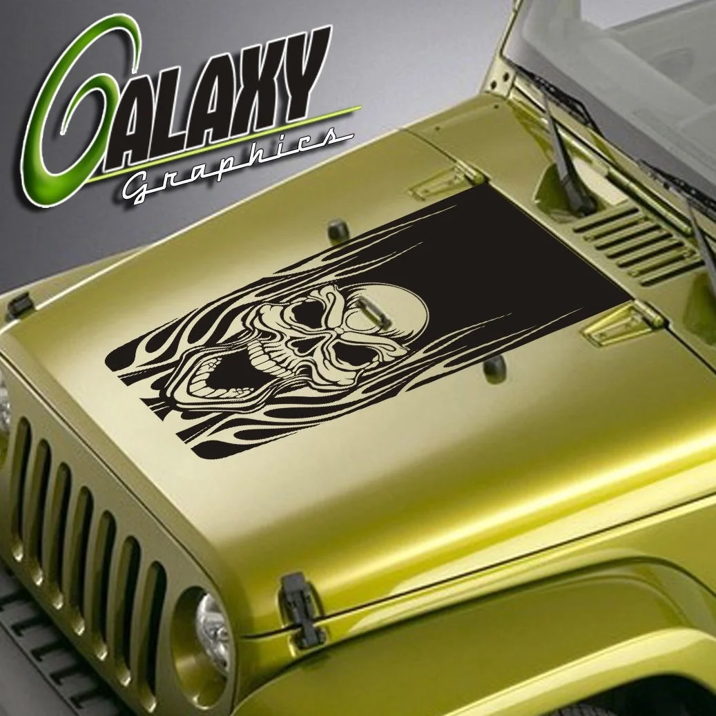 

Наклейка для Jeep Wranglerout, с рисунком черепа и пламени, TJ LJ JK