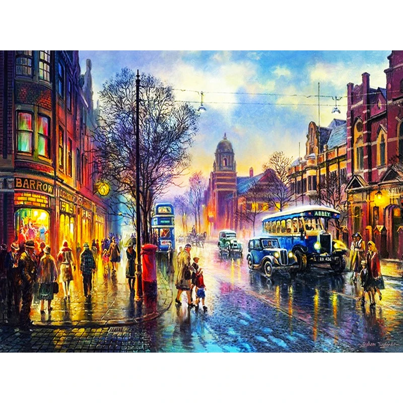 

5D DIY Diamond Painting Street Craft Kit Diamond Embroidery Night Landscape Full Square Round Drill Home Decor Gift