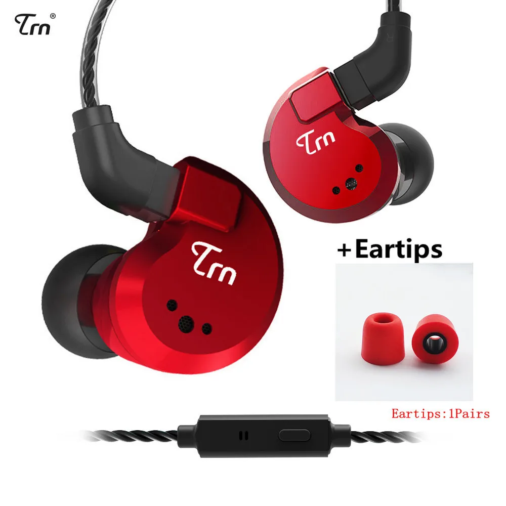 TRN V80 2BA+ 2DD гибридные металлические наушники-вкладыши HIFI DJ Monito спортивные наушники для бега ушные наушники гарнитура съемный кабель AS10 \ T2 \ V30 - Цвет: red mic ET