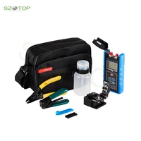 free shipping 9pcsset fiber tool kit with fiber cleaver optic power meter cfs 2 fiber stripper fiber length setter