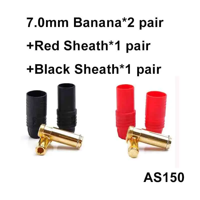 2 шт. Amass AS150 7 мм XT150 6 мм антиискры Разъем Банана позолоченный мужской женский красный черный для Lipo батареи RC части - Цвет: AS150 1set