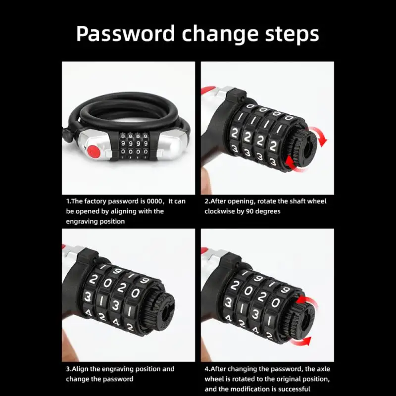 Велосипедный Комбинированный Замок с шифром Противоугонный замок 4-значный