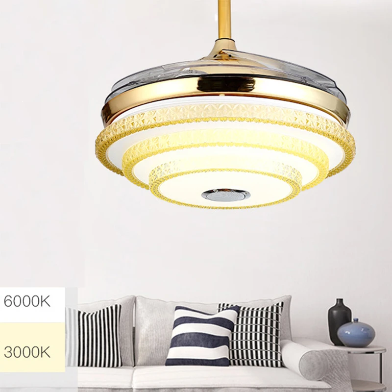 Современный потолочный вентилятор светильник Невидимый Bluetooth Динамик поколения