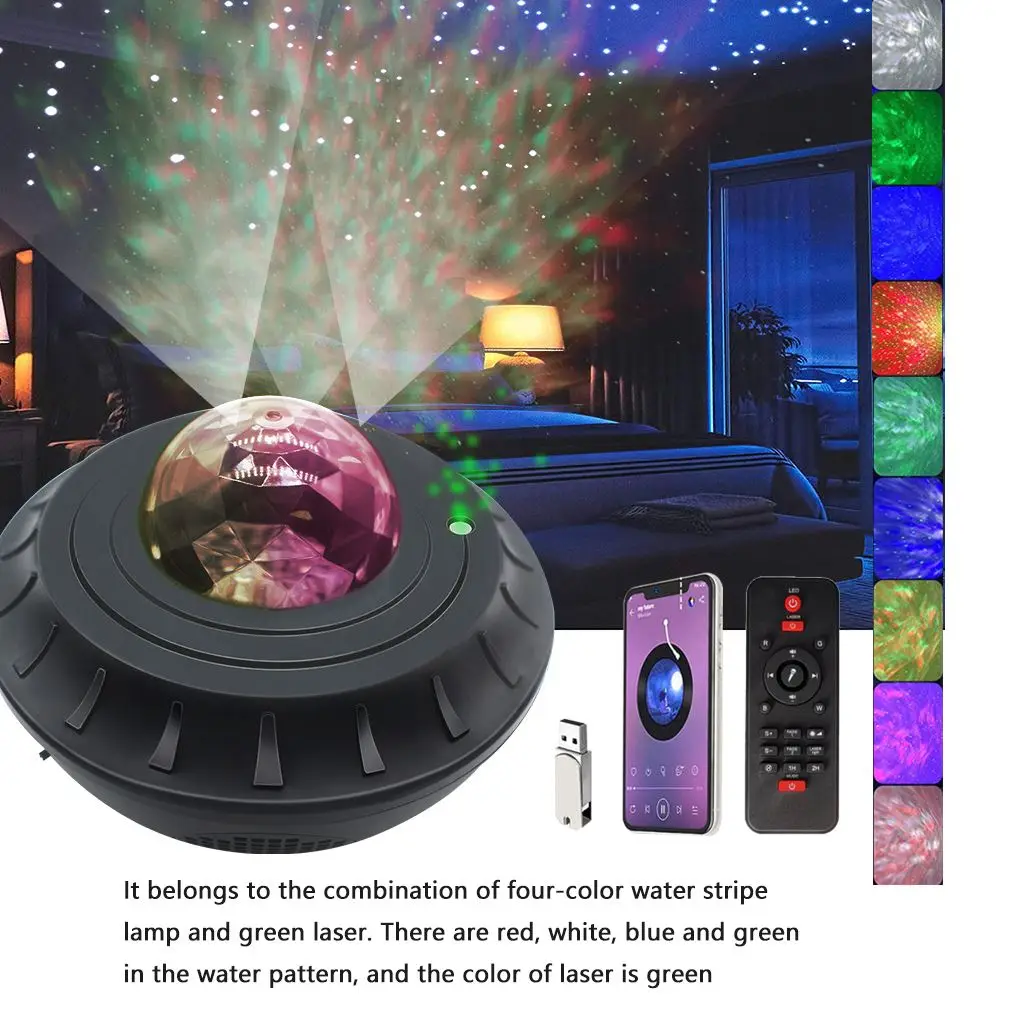 

Bluetooth Colorful Starry Sky Galaxy Projector Projector Light Voice Control Music Player LED Night Light USB Projection Lamp