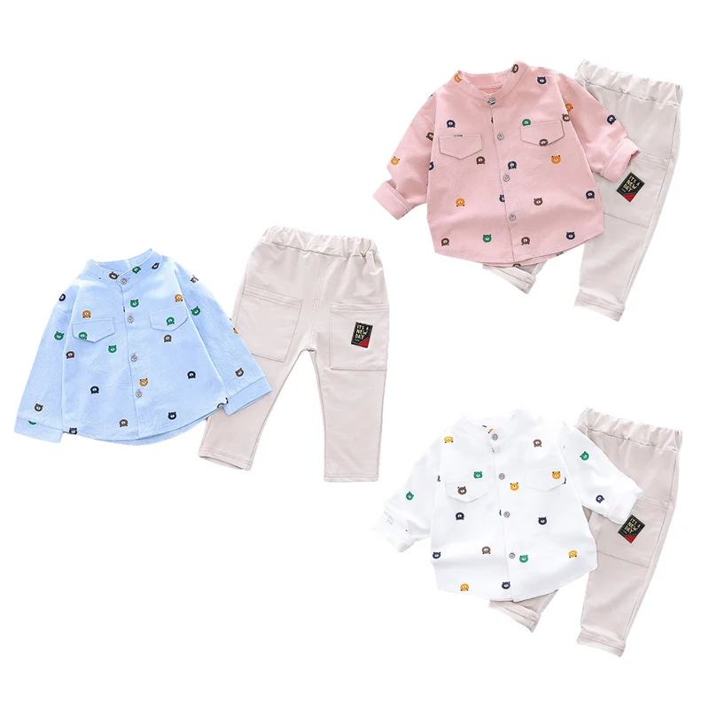 

Рубашка и брюки для мальчиков, с длинным рукавом и принтом медведя