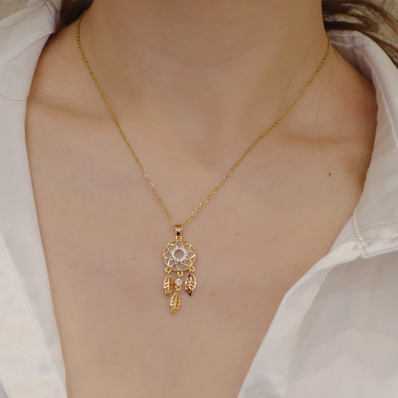 Женское Ожерелье Ловец снов из титановой стали с опалом 2021 | Украшения и