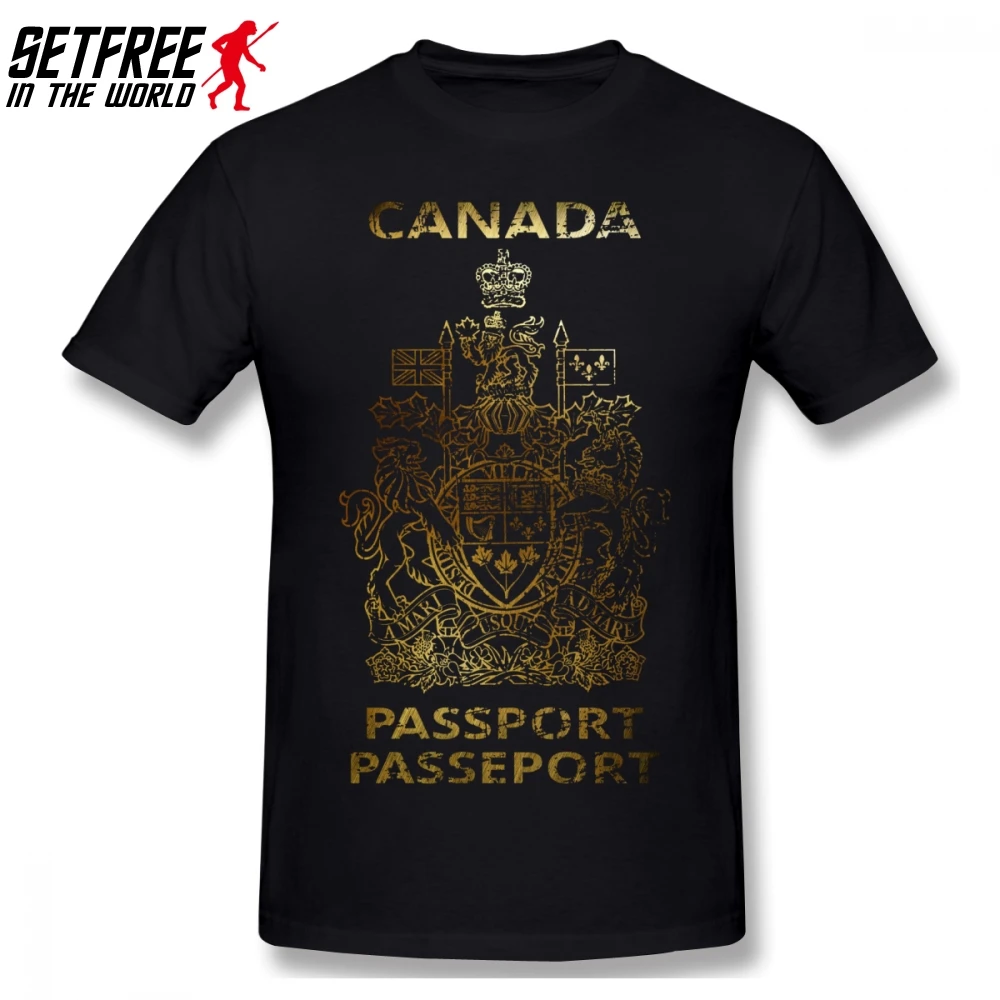 Канадская винтажная мужская футболка с паспортом хлопковая большого размера