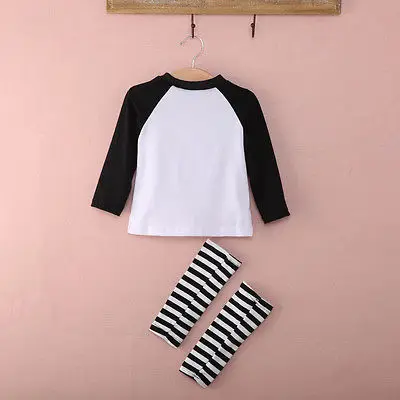 2020 Baby Kids Girls Boys Long Sleeve 2 pecs Top T-shirt + strip Leggings Outfits Clothes Sets |