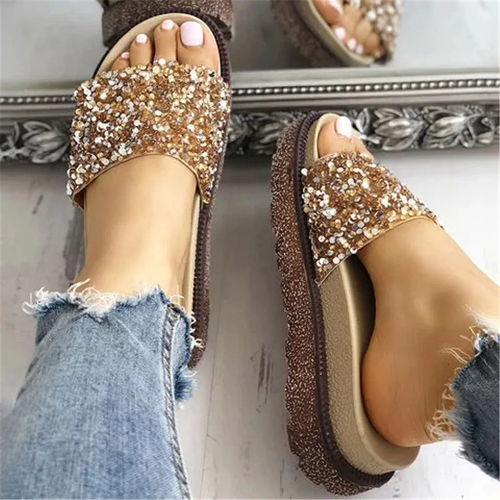 

2020 New Fashion Women Summer Slippers Anti-skid Slides Casual Beach Shoes Outdoor Open Toe Pumps Platform Muffin shoes