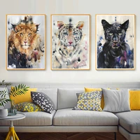 watercolor panther tiger lion nordic diamond painting 5d diy wall art animal diamond embroidery cross stitch living room