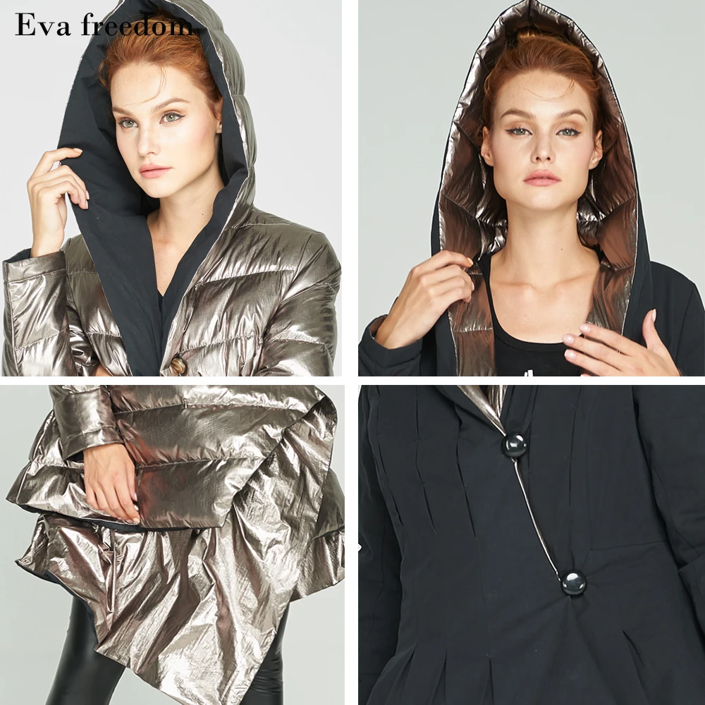 Glossy double-sided jacket girls 2021 winter women's irregular design sense down jacket women fashion