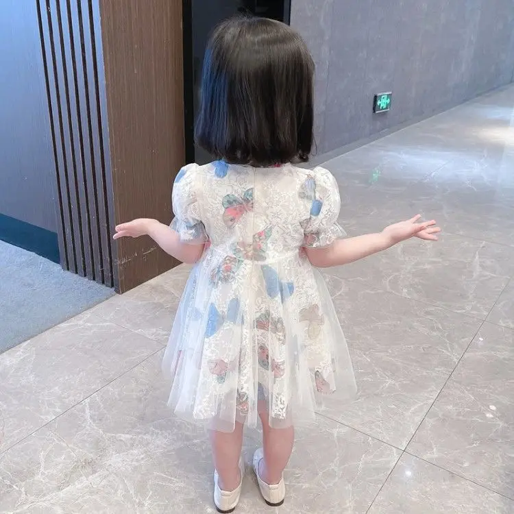 

Girls' dress 2021 new children's net red foreign style lace Chinese style skirt summer dress girl baby princess skirt