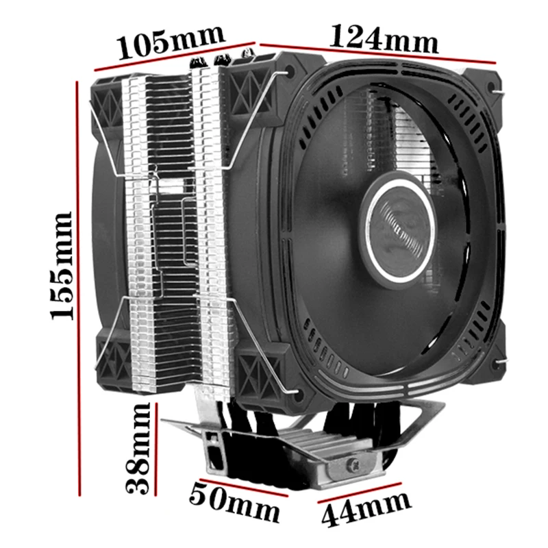 

6 Heatpipes ARGB CPU Cooler Radiator Silent PWM 4PIN For Intel LGA 1150 1151 1155 1200 1366 2011 AM4 120mm Ventilador