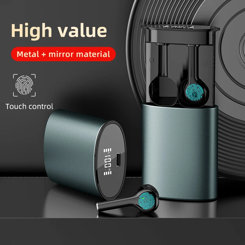 

Pull-out Style Bluetooth V5.0 Touch Operate Headset Mirror LED Display TWS Wireless Earbuds for Android Ios Mobile Phone