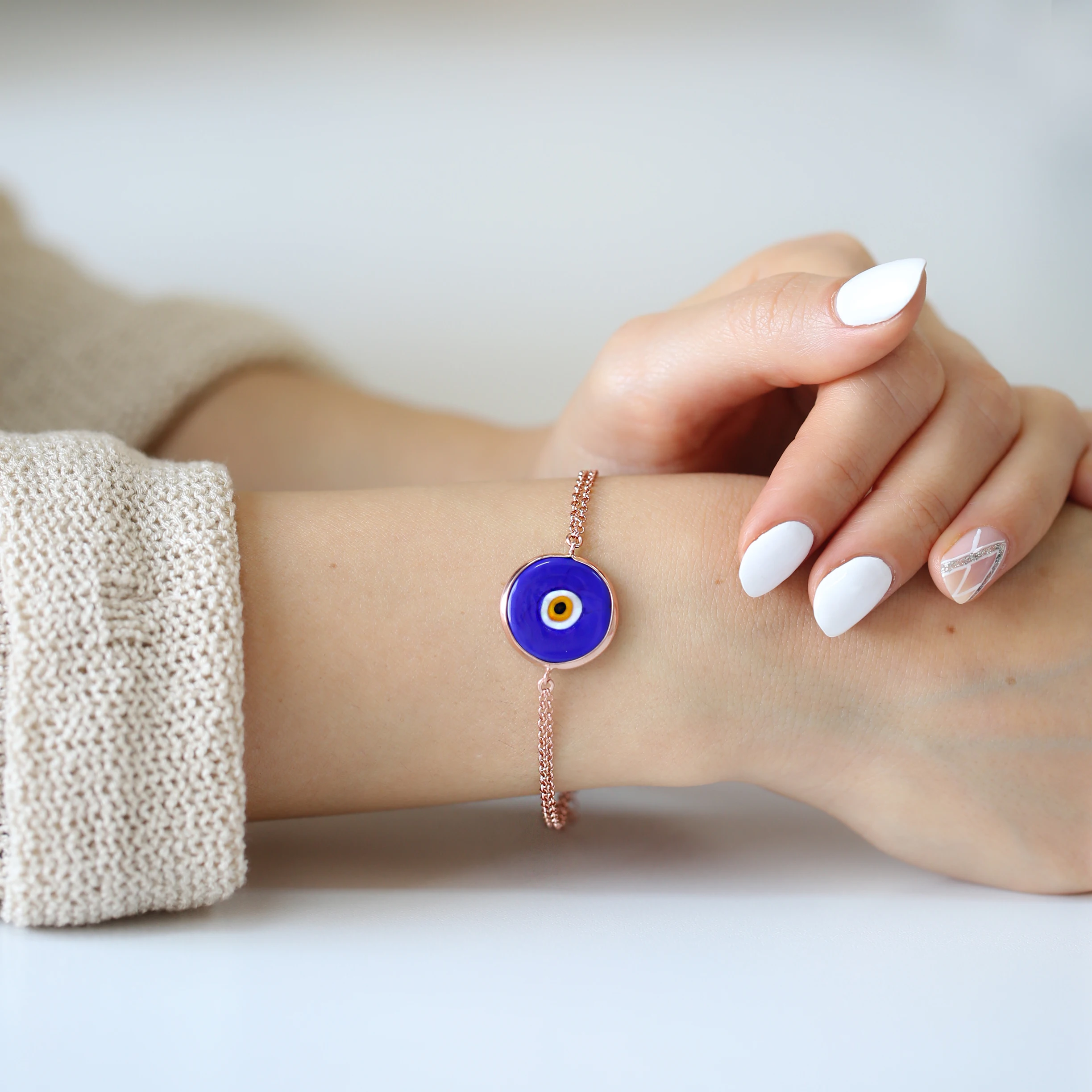 

SPENTA Evil Eye Bracelet Turkish Handmade 925 Sterling Silver Bracelet Evil Eye Bracelet