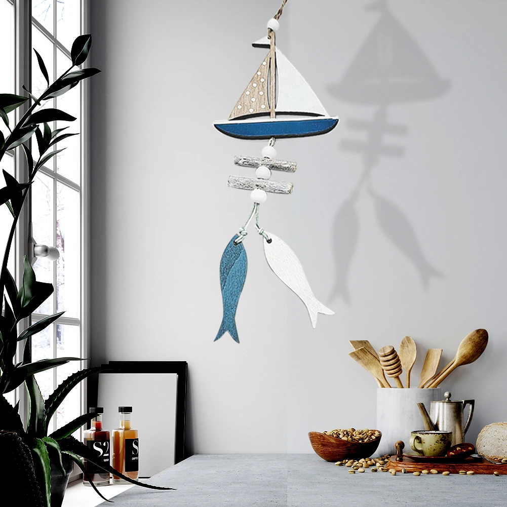 

1 шт. подвесное украшение в океаническом стиле, деревянные подвесные украшения, креативный домашний Настенный декор в средиземноморском ст...