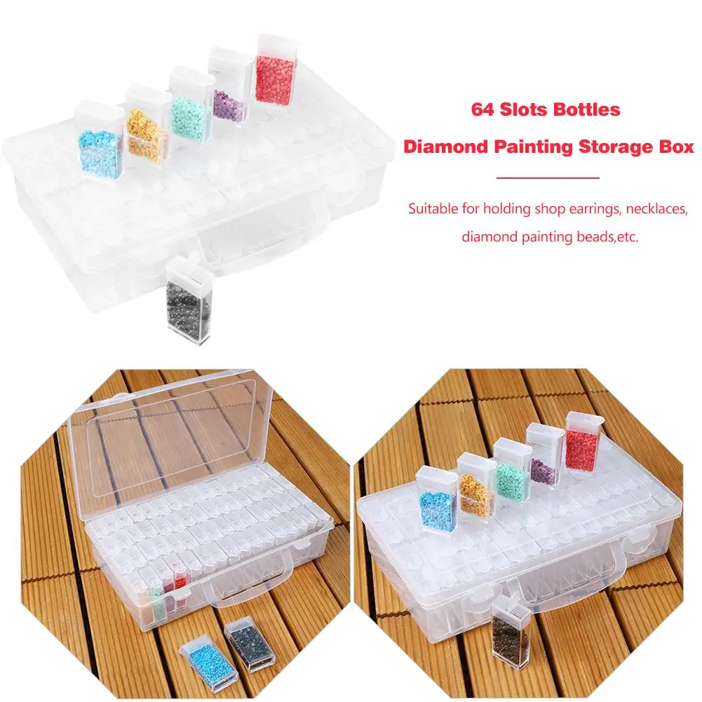 

64 Slots Bottles Diamond Painting Storage Box Plastic Rhinestone Holder