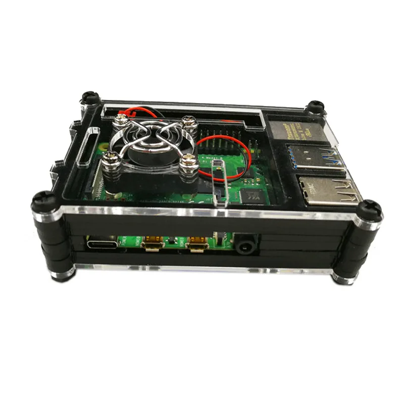 Акриловый Корпус для Raspberry Pi 4B новый 9-слойный 4 черный корпус + охлаждающий