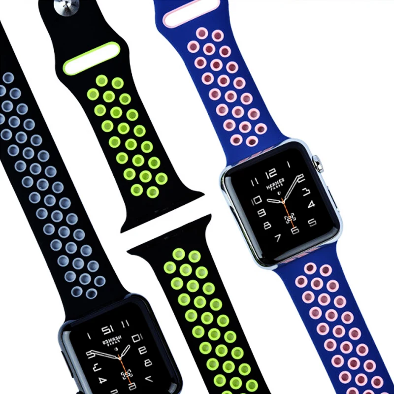 Спортивный ремешок для часов для apple watch группа 4 5 44 мм 40 мм, 42 мм, 38 мм, версия наручных часов iwatch, браслет series 5/4/3/2/1 силиконовый ремешок для часов с резиновой лентой
