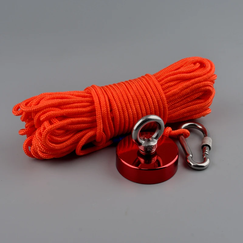 

100Kg Red Magnet Strong N52 Neodymium Permanent Magnet Design Magnet Fishing Magnets with 10m Rope Option Magnetic Material Tool