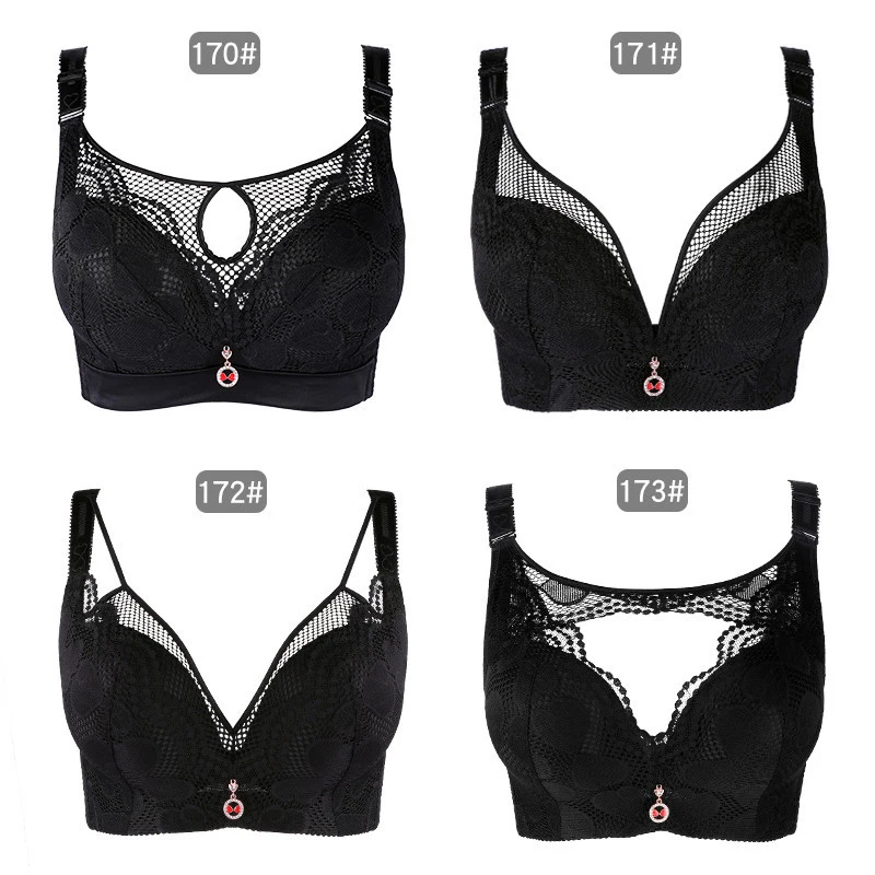 

Bras for Womens Deep V Thick Cup Sexy Lace Brassiere plus size E Cup Drop shipping