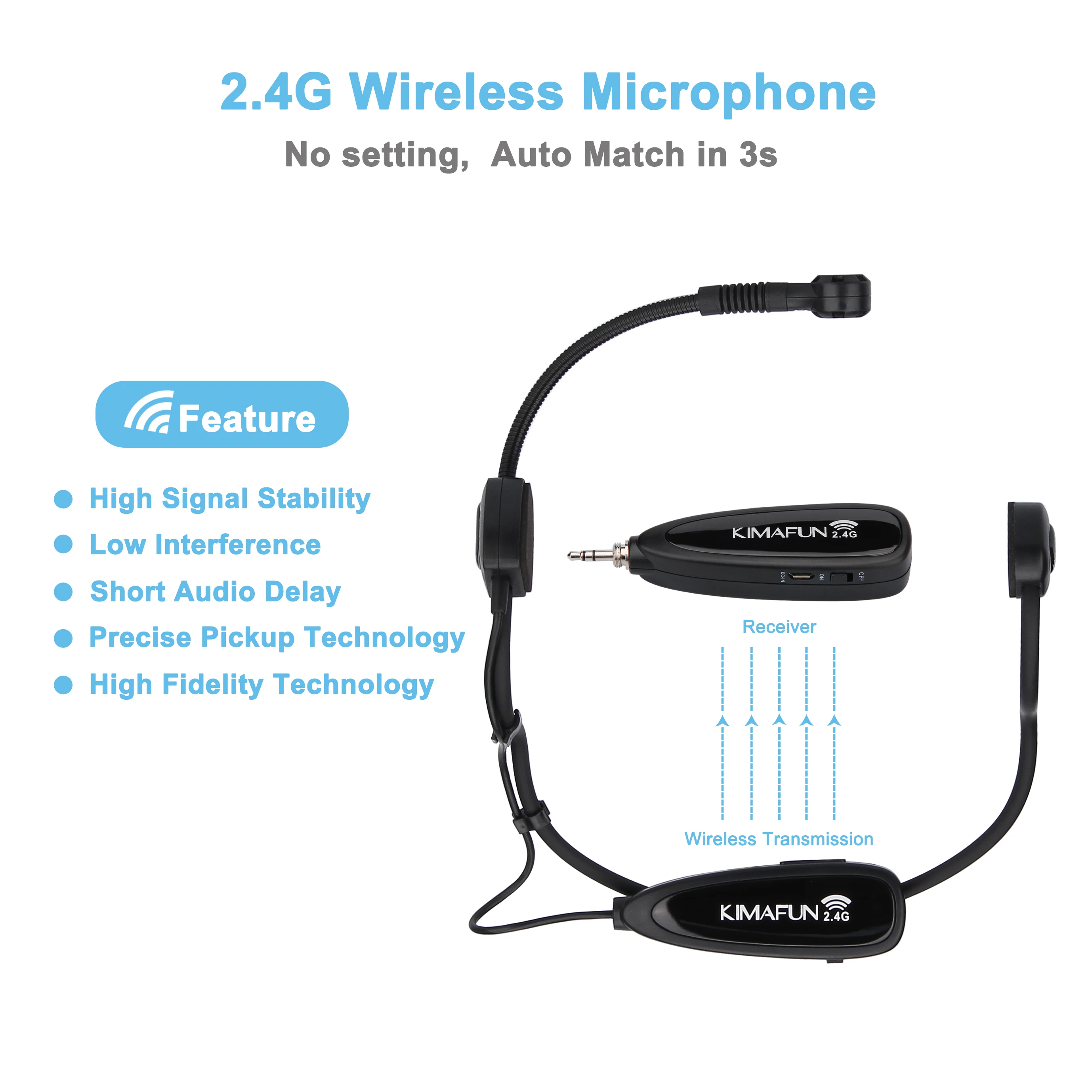 Беспроводная гарнитура KIMAFUN микрофонная система для iPhone DSLR-камеры PA-динамик Youtube