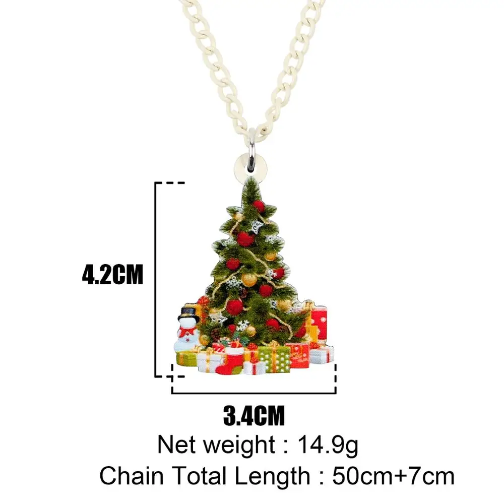 Bonsny Акриловая Рождественская елка Снеговик Подарочная коробка ожерелье чокер
