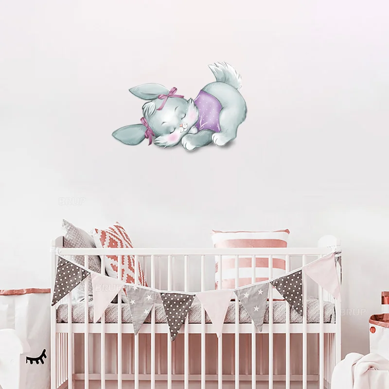 

Three Ratels QC358 Lovely sleeping Bunny nursery place decoration stickers children bedroom decals