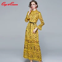 qiqiqueen spring temperate a line print dress women spring full sleeve long dresses ol special occasion evening party vestidos