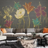 custom 3d wall murals wallpaper luxury golden embossed flower leaves modern living room dining room background photo wall paper