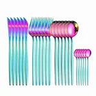 Набор столовых приборов из нержавеющей стали 1810, столовый сервиз, столовые приборы для свадьбы, зеркала, радуги, нож, вилка, чайная ложка