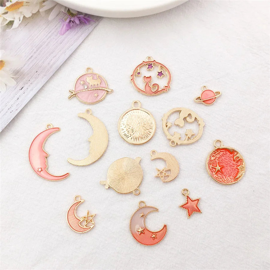 8 шт./лот Изготовление ювелирных изделий для женщин эмалевая кошка моньн звезда