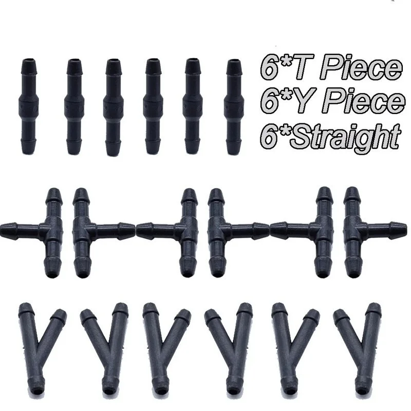 

18pcs T Y I Type Car Wiper Spray Joiner Pipe 3 Way Air Fuel Water Wiper Washer Nozzle Hose Tubing Joint Auto Accessories