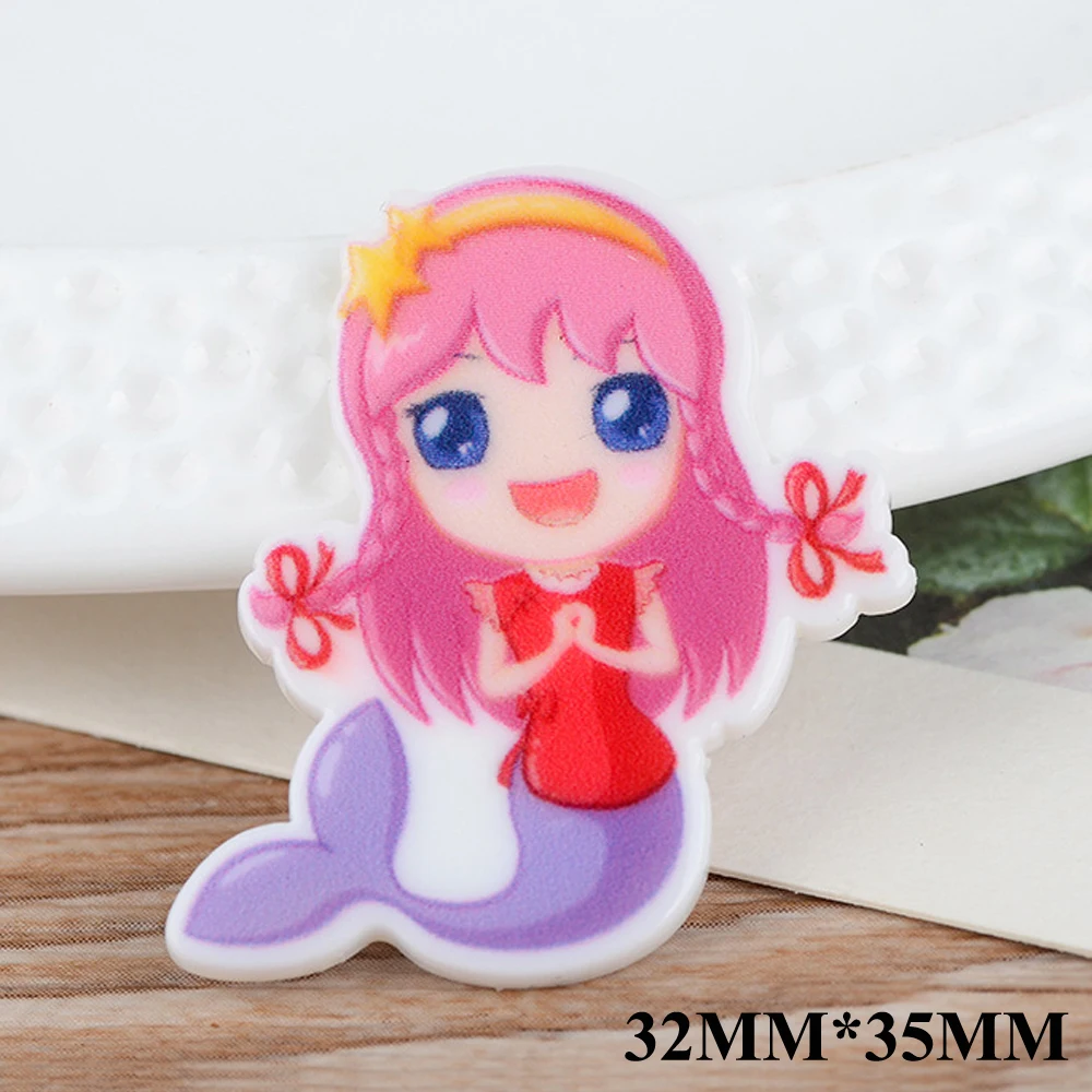 50 шт./лот 32*35 мм кавайная мультяшная русалка девушка плоская обратная сторона