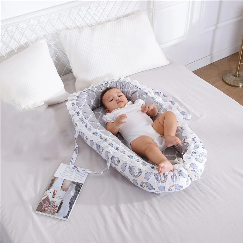 

Baby Nest Bed Portable Washable Crib Travel Bed Infant Toddler Cotton Cradle For Newborn Baby Bassinet Bumper