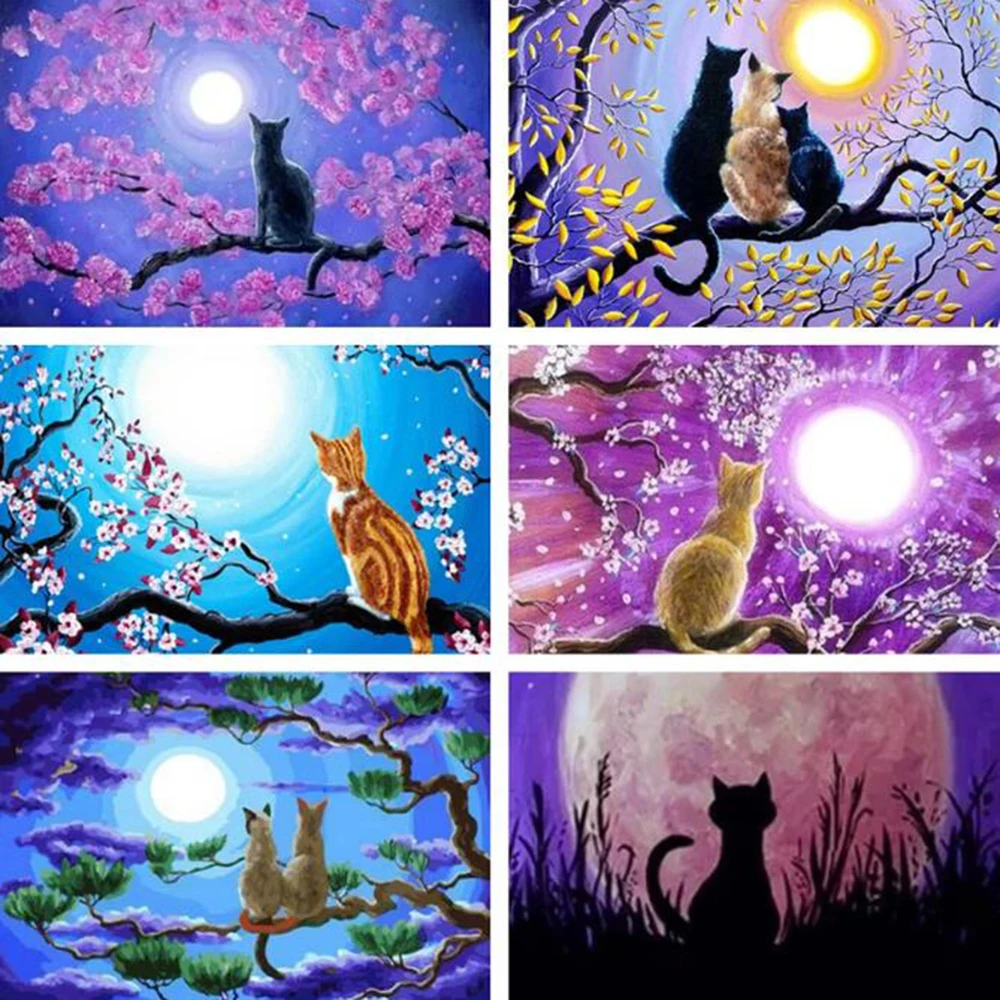 

DIY 5D Diamond Painting Kit Full Round Diamond Cat Embroidery Rhinestone Cross Stitch Arts Craft Supply for Home Wall Decor