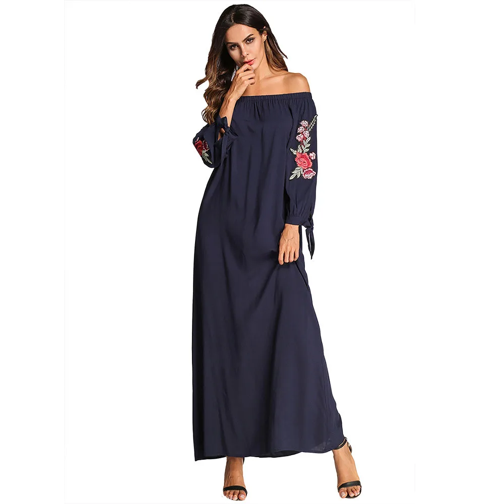 Мусульманская длинная юбка Islamc платье Осень Национальный ветер наклейки слово