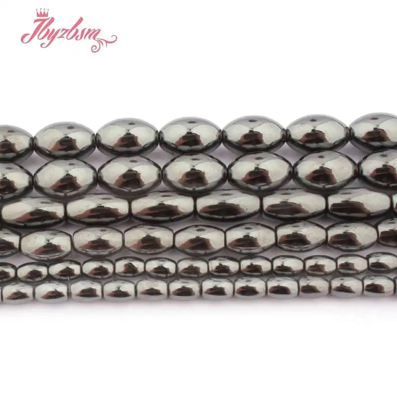 

Natural Black Hematite Oval Loose Smooth Spacer Stone Beads For DIY Necklace Bracelet Jewelry Making Strand 15" 4x6/6x8/8x12MM