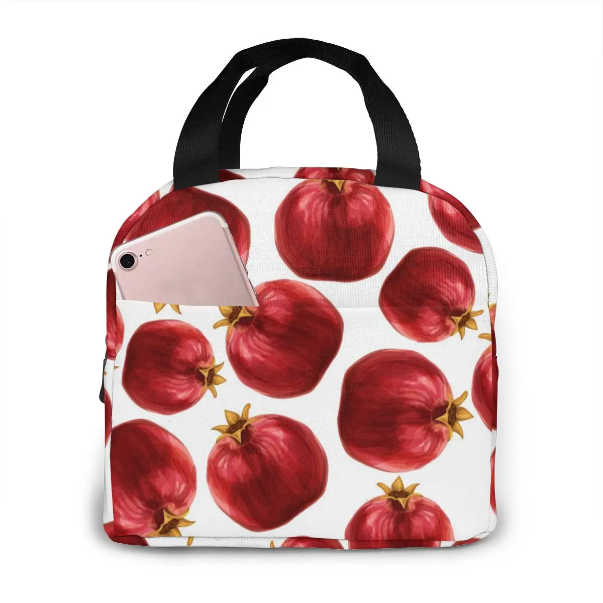 

Pomegranate Pattern Lunch Food Box Bag Insulated Thermal Food Picnic Lunch Bag for Women kids Men Cooler Tote Bag