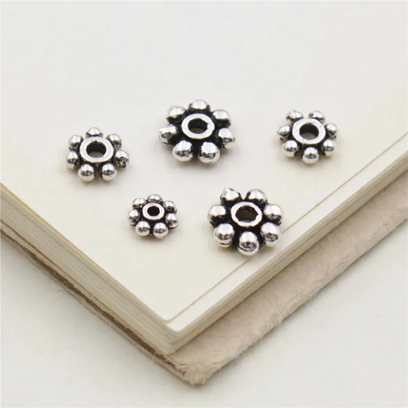 

4PCS 925 Sterling Silver Vintage Charm Spacer Beads for DIY Bracelet Making Fine Jewelry Finding