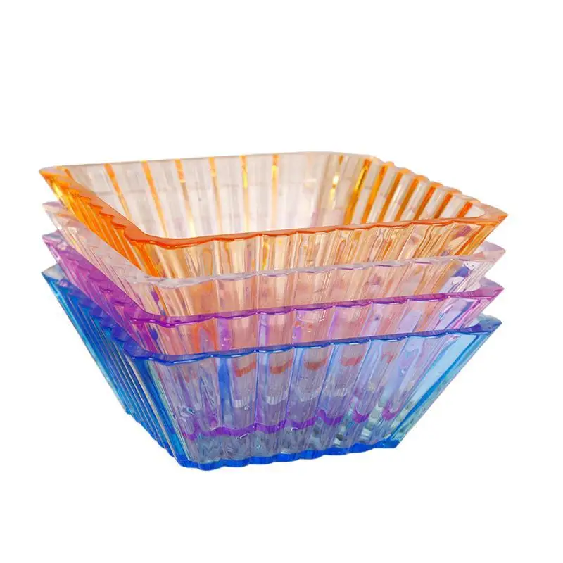 

Value Quad Snack Dish Transparent Ackley Candy Dish Dry Fruit Plate Striped Snack Bowl 5 plastic fruit plates